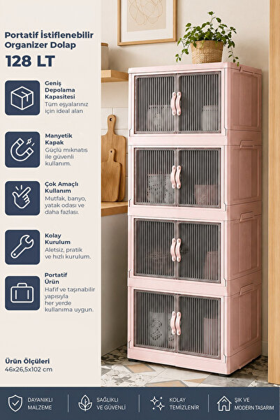 Kitchen Life 4'lü Portatif Istiflenebilir Organizer Dolap- Banyo Mutfak Dolap...