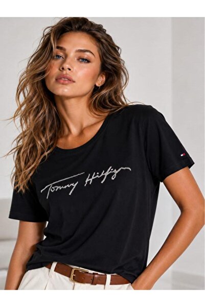 Tommy Hilfiger Stone-Plated Loose Cut Cotton T-Shirt