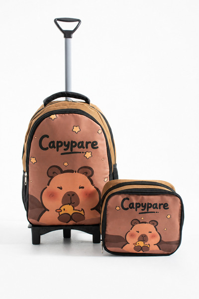 Mori School Bag Çekçekli Desenli İlkokul Çantası ve Beslenme Çanta Seti 7 - 1...