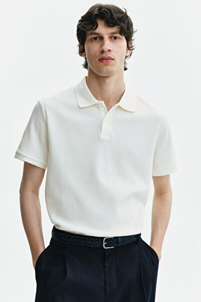 H&M Pirinç Örgülü Polo Tişört Slim Fit