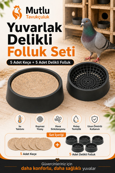 MUTLU TAVUKÇULUK Folluk 5 Adet 5 Adet Keçe Güvercin Delikli Oval Güvercin Fol...