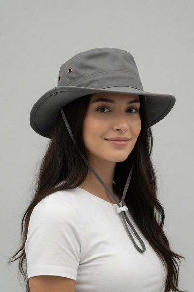 Mollycrush Drawstring Fisherman Hat Summer Sun Protection Travel Gift |   Gray Unisex Foldable Side Bags