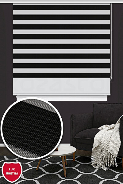 Kozastor Çift Mekanizmalı Siyah Zebra Stor Perde İZ 125e V09