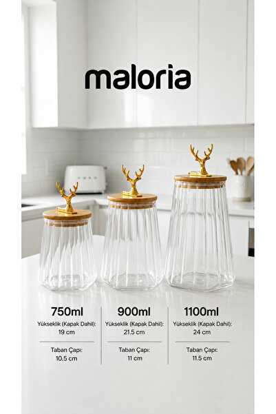 Maloria Prizma Tasarım Bambu Gold Geyik Kapaklı Kristal Şeffaf Konik Çizgili ...