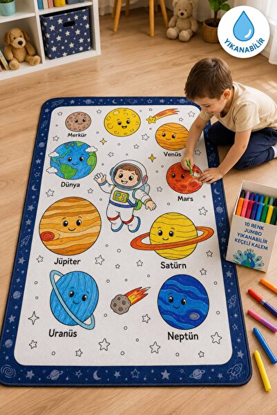 Nizal Home Eğitici Yıkanabilir Tekrar Boyanabilir Çocuk Odası Oyun Matı Boyam...