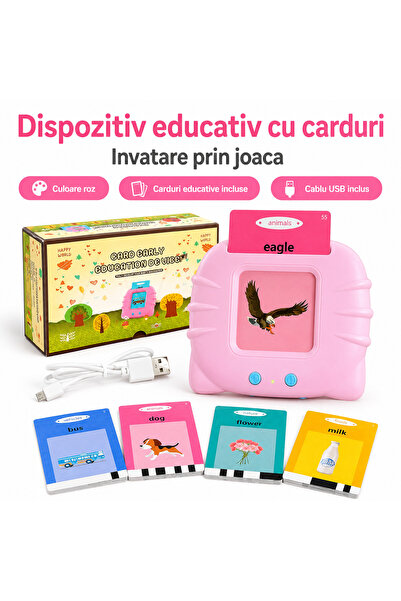 iTin Jucărie educativă Montessori , cititor carduri, 112 carduri/224 cuvinte,...