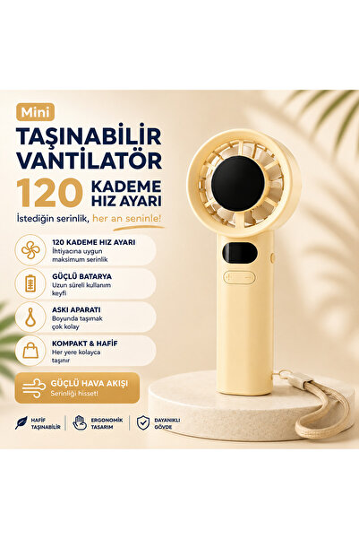 sudora 120 Kademeli Mini Vantilatör | Taşınabilir El Fanı | Güçlü Batarya & A...