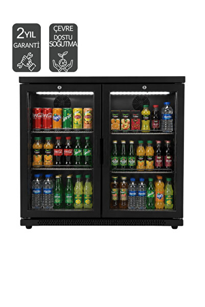 DuyguCool DT-200 Black Serisi Tezgah Altı Çift Kapılı Şişe Soğutucu Bar Tipi ...