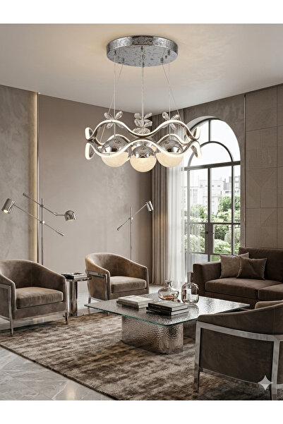 Zeya Lighting Yüksek Aydınlatmalı Tac Model Krom kaplama 4 toplu sarkıt moder...