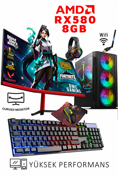 Dmc N60x (PUBG,GTA 5) Ryzen 5 5500 16GB RAM 1TB HDD 256GB SSD RX580 8GB 24" O...