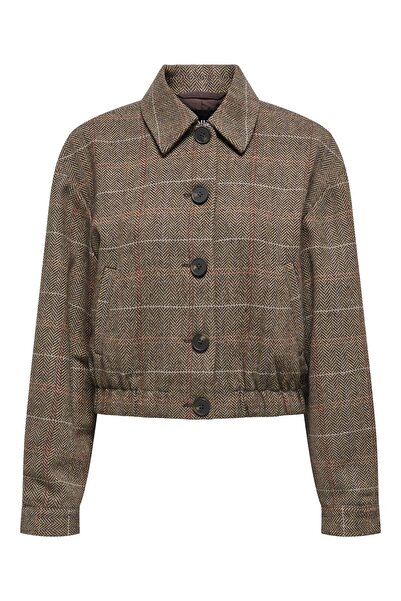 ONLY ONLRICCA LIFE CHECK JACKET OTW Kadın Kahverengi Dış Giyim - 15356760