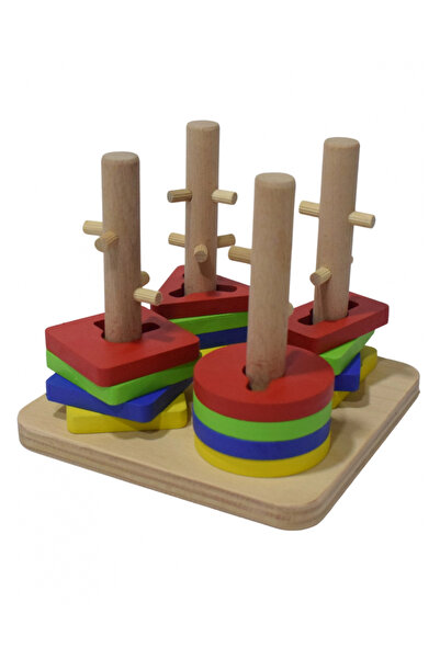 Educational Wooden Shaped Montessori Square snap-on Find plug (21 pieces) Game Odorless, Healthy, Paint Off
