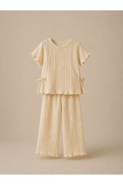 Mireya Kids Girl's Wrinkled Textured 2-Piece Set