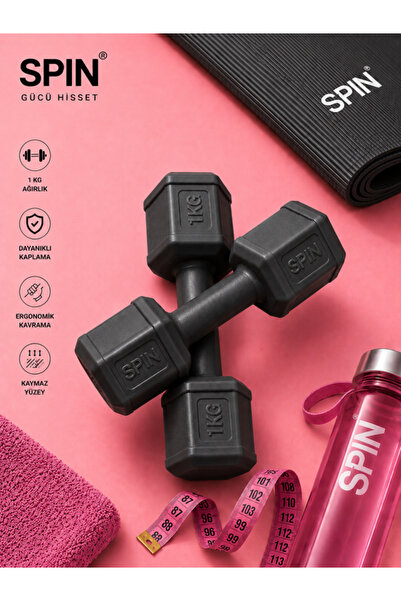 Spin Dambıl Seti 1 Kg X 2 Adet Toplam : 2 Kg Siyah