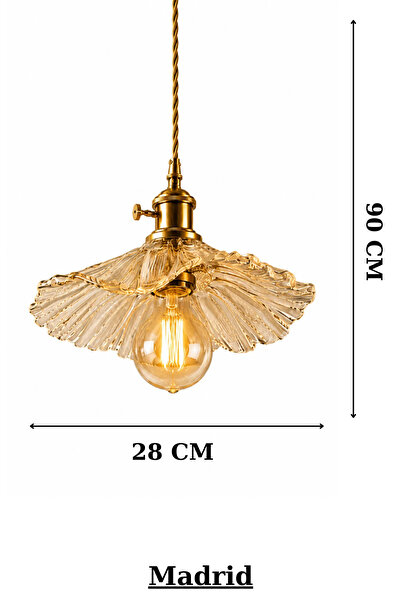 Luna Lighting Madrid Model Şeffaf Cam Kristal Klasik Sarkıt Tekli Avize