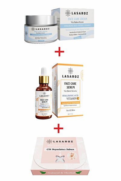 lasaroz Yüz Bakım Kremi 50 ml + Yüz Bakım Serumu 30 ml + Cilt Beyazlatıcı Sab...