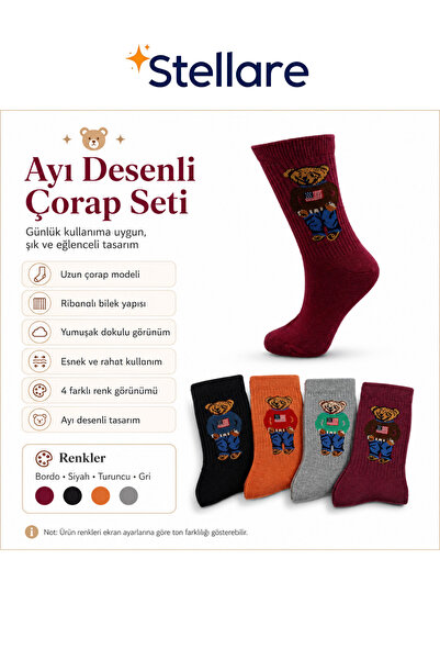 stellare 4 perechi de șosete Teddy Bear Sosete unisex