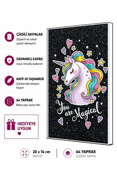 4nio CRNI MAGIČNI JEDNOROG SREBRNA BELEŽNICA