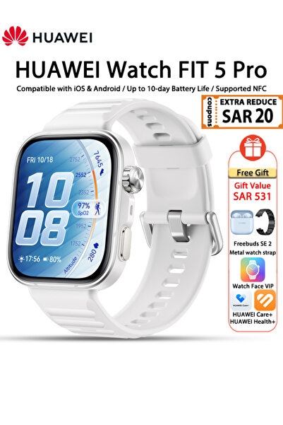 Huawei ساعة ذكية WATCH FIT 5 Pro، شاشة كاملة مقاس 1.92 بوصة، دراسة المخاطر، ت...