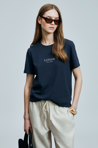 Lufian Γυναικείο βαμβακερό μπλουζάκι Amy Navy Blue