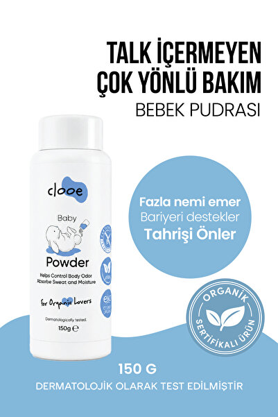 clooe Talk İçermeyen Vegan Bebek Pudrası Organik Sertifikalı Aloe Vera ve Mıs...