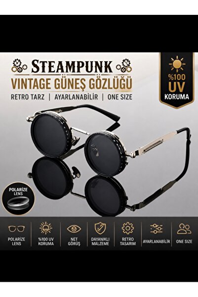 charmerprincesses Güneş Gözlüğü Steampunk Ayarlanabilir Vintage LENSLER POLAR...