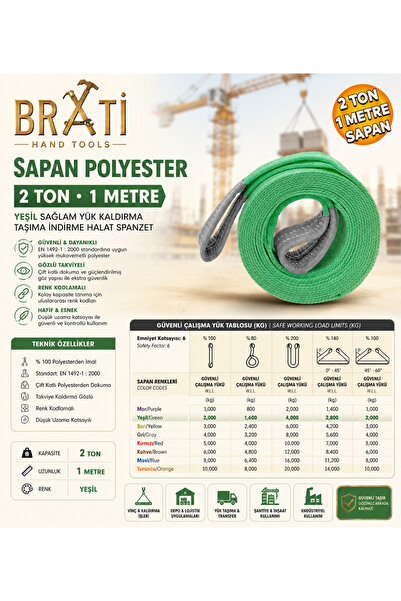 Sling Polyester 2 Ton 1 Meter Green Robust Load Lifting Carrying Lowering Rope Spanzet
