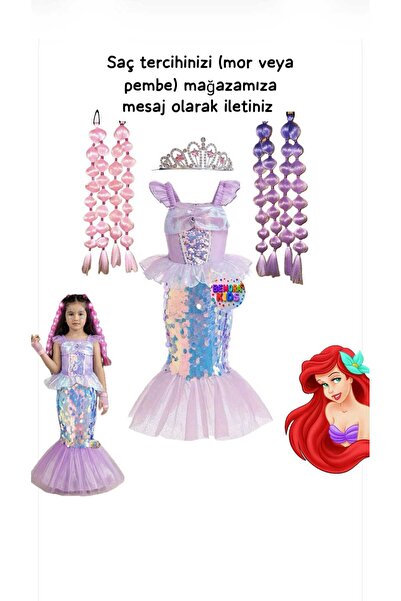 3b kids deniz kızıbalıkelbisebubble saçdeniz kızı taç( saç için hangi rengi t...