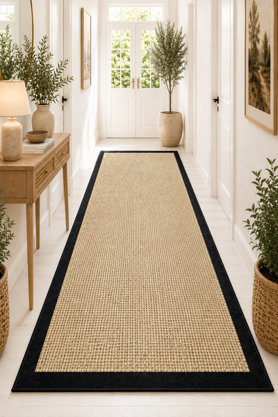 Chilai Home Rona Black Makinede Yıkanabilir Kaymaz Taban Leke Tutmaz Dijital Salon Halısı Mutfak Halısı ve Yolluk