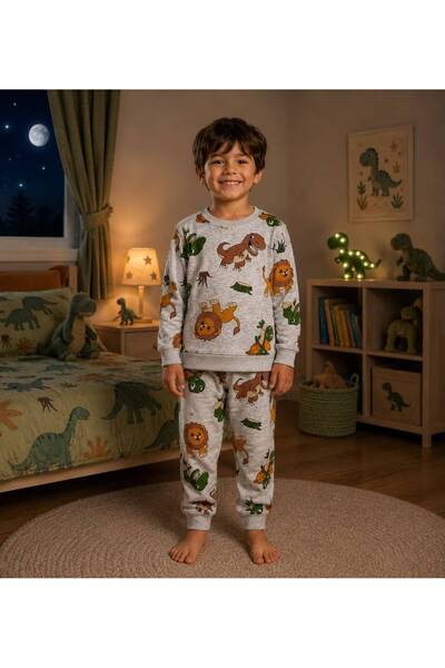 Fil Kids Dečački set od Pamuk dela Čupkani materijal sivi safari Sa deznom zi...