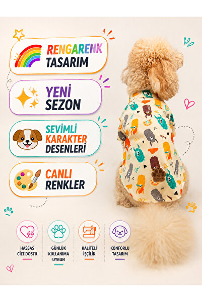 Buf & Buf Kedi Köpek Kıyafeti Gömleği Furry İlkbahar Yaz Pamuklu Kumaş