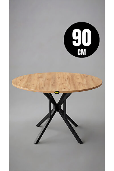 hey modüler mobilya 90 Cm Selin Yuvarlak Çam Mutfak Masası Yemek Masası Balko...