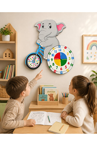 karbonsoft Sevimli Fil Betty Bisiklet Sürüyor Montessori Çocuk Odası Eğitici ...