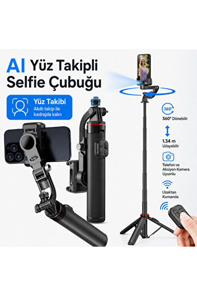 Bubitechh Takipli Gimbal Tripod C22 360° Otomatik Yüz Takip Telefon Tutucu