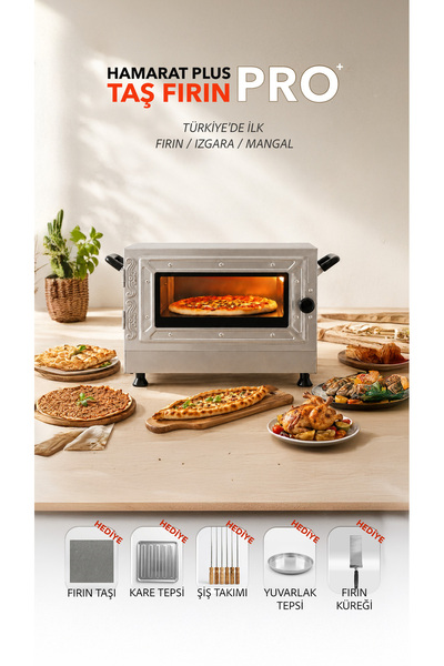 Tifer Hamarat Plus PRO Elektrikli Çift Rezistanslı Taş Fırın Bazlama, Pizza, ...