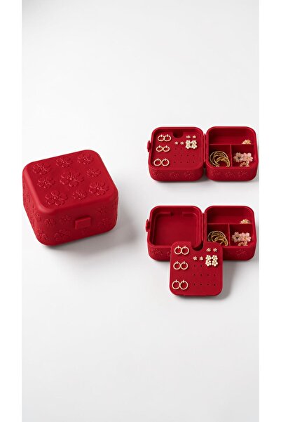 Belupa Floral Pattern Covered Jewelry Box Earring Ring Necklace Organizer