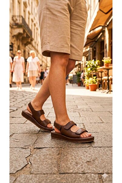 Oneka Shoes Women's Daily Sandals Brown Napa 120606Sak1709