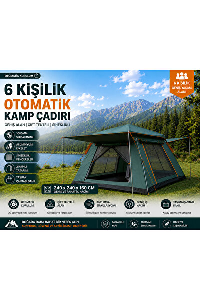Aırstorr Airstorr 6 Kişilik Tam Otamatik Tenteli Kamp Çadırı Portatif Anti-Uv...