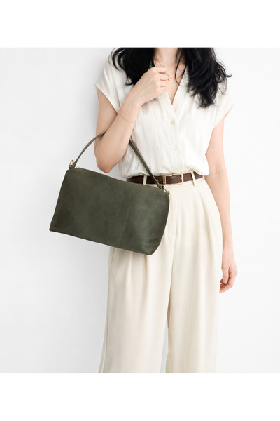 JUST WOMAN Women's Suede Hand Shoulder Medium Size New Season Bowling Bag Bag