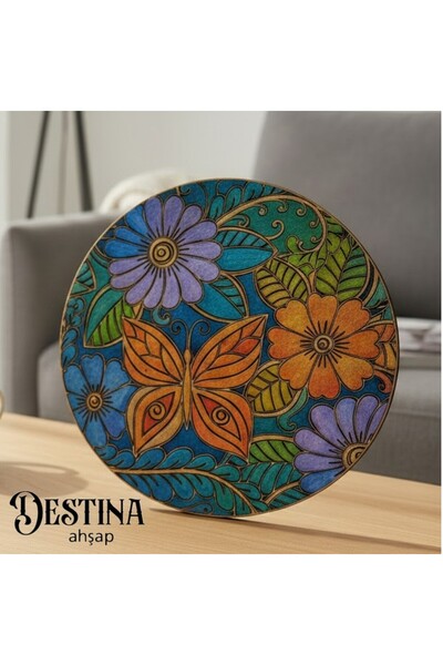 DESTİNA Destina Ahşap Mandala Boyama Çiçekli Model 24x24cm