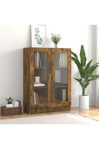 Concept Dulap vitrină, stejar fumuriu, 82,5x30,5x115 cm, lemn prelucrat
