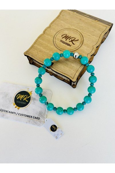 MK tasarım Genuine Turquoise Stone Bracelet (Small Spaced Stones Are Also Genuine) Mk.020.006