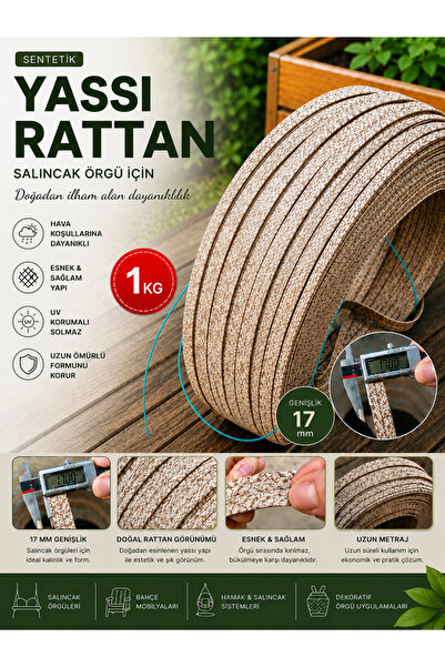 Mady Aksesuar Premium Sentetik Rattan Şerit - Salıncak Örme ve Tamir İpi - 1 ...