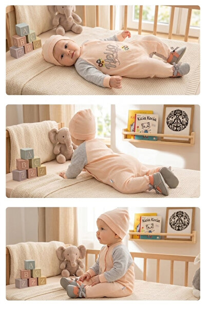 meyastore Baby Romper with Booties Hello Beautiful Embroidered