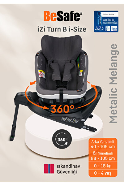 Besafe iZi Turn B I-Size Oto Koltuğu 0-18 Kg Metallic Melange