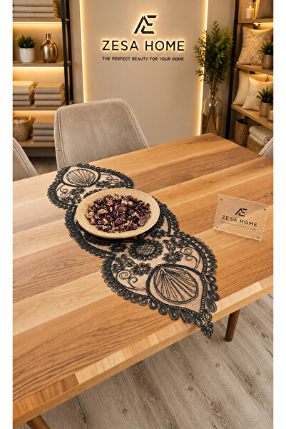 ZESA HOME Runner decorat cu tul și dantelă, în culori elegante