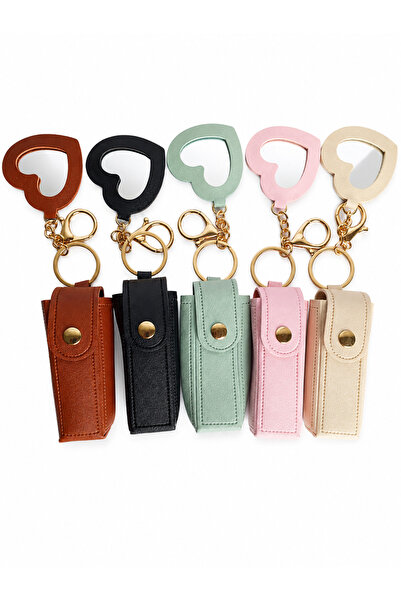 JUST WOMAN Women's Heart Mirrored Water Green Lipstick Bag Charm