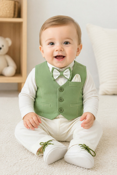Calide Baby&Kids Erkek Bebek Papyon & Kravatlı Özel Gün Kıyafeti - 7'li Set M...