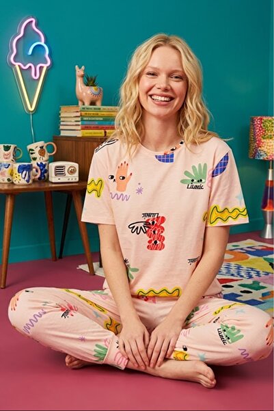ELİTOL Cotton Printed Women's Pajamas Set