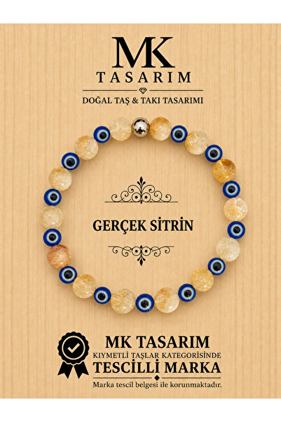 MK tasarım سوار من حجر السيترين الحقيقي - MKT.1.101.62 سوار مريح، مهدئ للروح،...